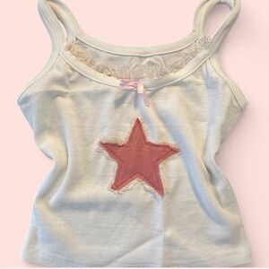 y2k White and pink star tank top 💓✨